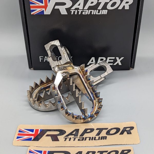 RX023ST short top titanium footpegs box and stickers