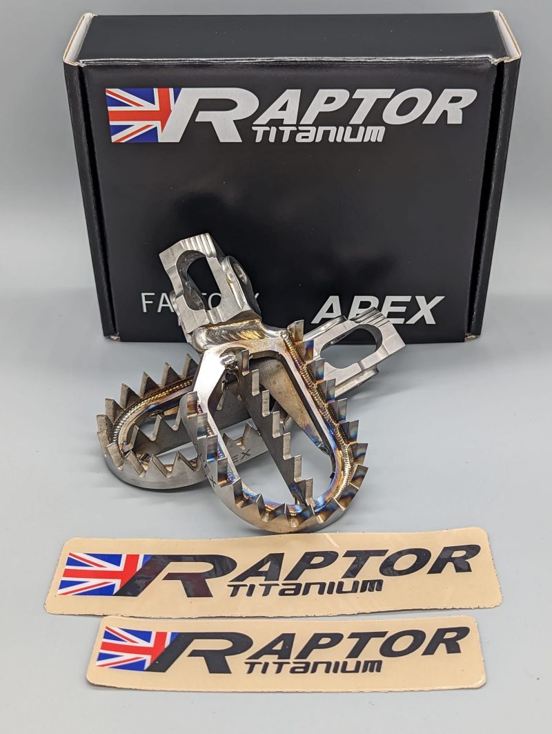 RX023ST short top titanium footpegs box and stickers